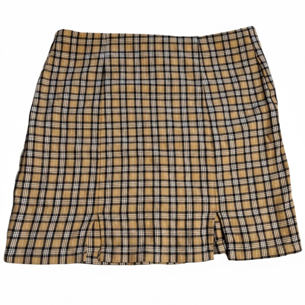Aeropostale Plaid Mini Skirt in Tan and Black